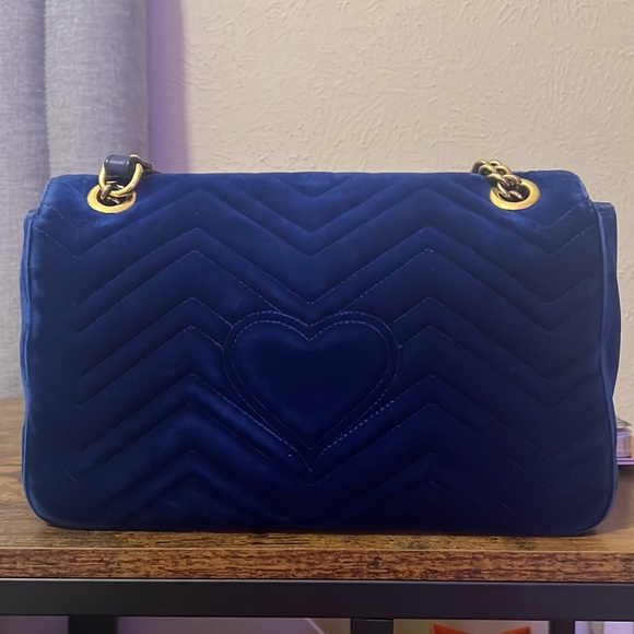 100% Authentic Royal Blue Velvet Gucci Marmont Medium - Picture 3 of 9